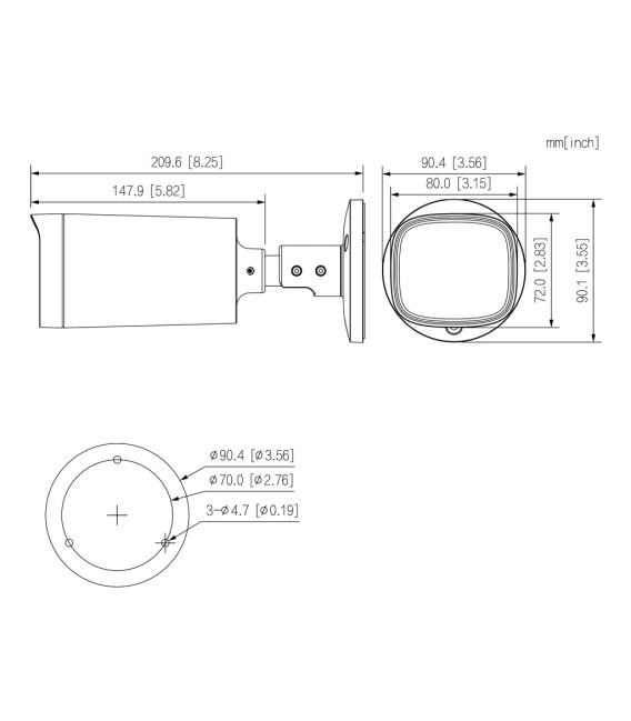 Tubular HDCVI 4EN1 2M 1080P DN WDR IR80m Starlight 2.7-12 VFM IP67 MIC