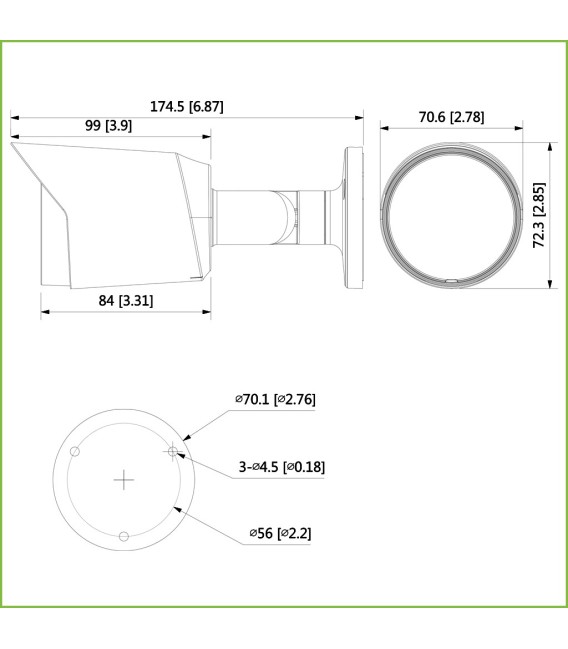 Tubular HDCVI 4EN1 2M 1080P FULL COLOR 2.0 WDR Starlight LED20m 3.6mm IP67