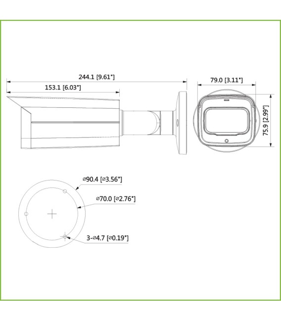 Tubular HDCVI 4EN1 2M 1080P FULL COLOR WDR Starlight 3.6mm IP67 AUDIO MIC