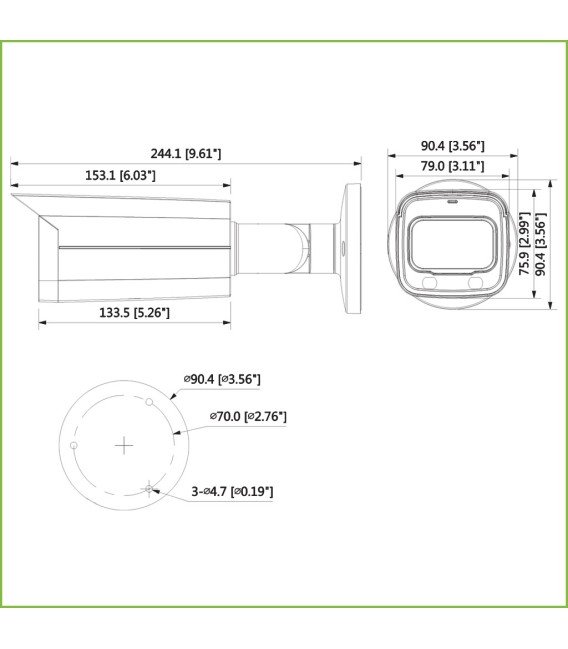 Tubular HDCVI 4EN1 2M 1080P FULL COLOR WDR Starlight LED40m 3.6mm IP67 AUDIO MIC