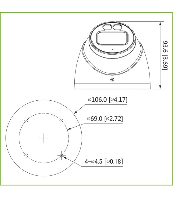 Domo HDCVI 4EN1 2M 1080P FULL COLOR 2.0 WDR Starlight LED40m 2.8mm IP67 MIC