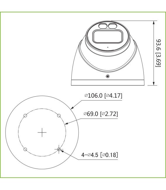 Domo HDCVI 4EN1 2M 1080P FULL COLOR 2.0 WDR Starlight LED40m 2.8mm IP67 MIC