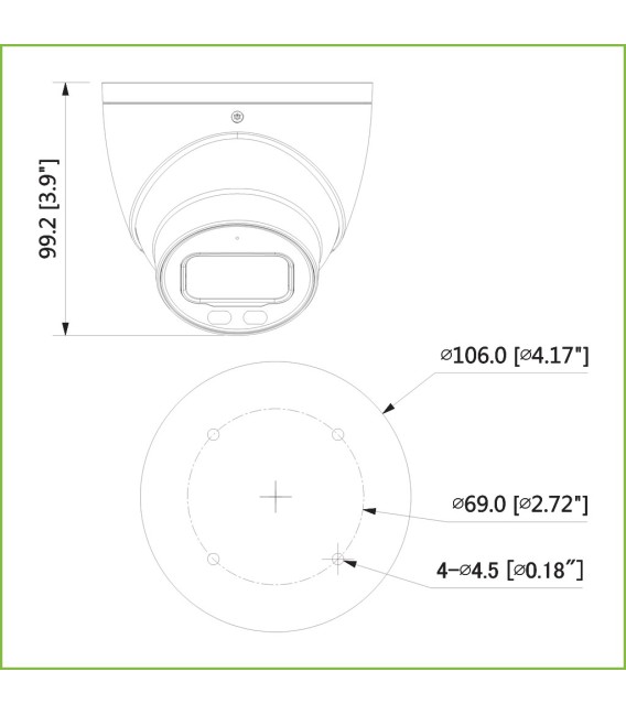 Domo HDCVI 4EN1 2M 1080P FULL COLOR WDR Starlight LED40m 3.6mm IP67 AUDIO MIC