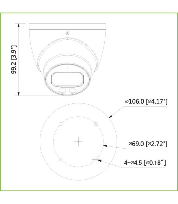 Domo HDCVI 4EN1 2M 1080P FULL COLOR WDR Starlight LED40m 3.6mm IP67 AUDIO MIC