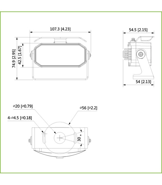 Domo HDCVI 4EN1 2M 1080P DN IR20m 0Lux 2.8mm MOVIL conector AVIACION M12 IP67 MIC