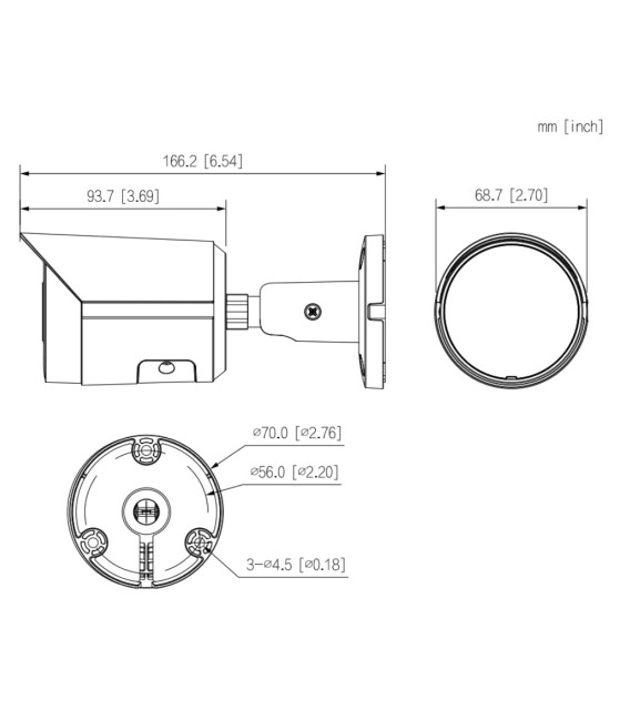 Tubular IP 2M H265 FULL COLOR WDR IVS SMD Iluminación Dual LED30m/IR30m 2.8mm IP67 PoE MIC AI