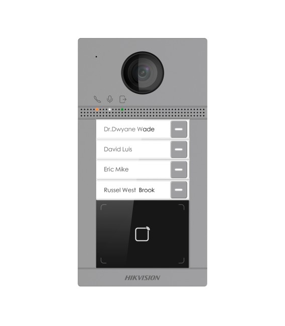 Interphone vidéo IP WiFi pour 4 appartements Hikvision DS-KV8413-WME1(C)/Flush