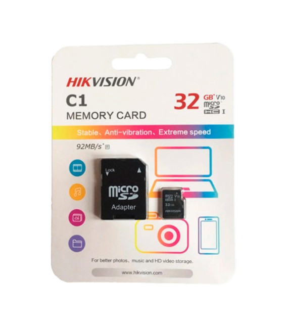 Cartão de memória com adaptador Hikvision HS-TF-C1STD-32G-A