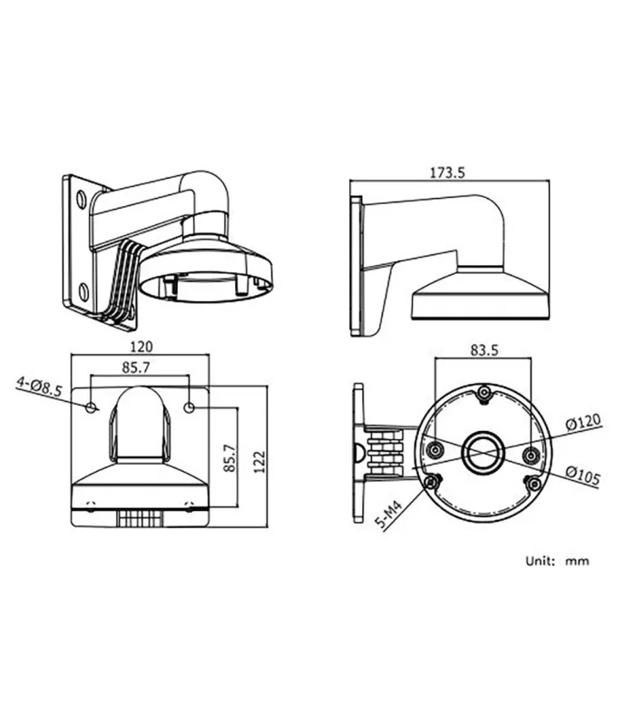 Soporte de pared DS-1272ZJ-120-BLACK